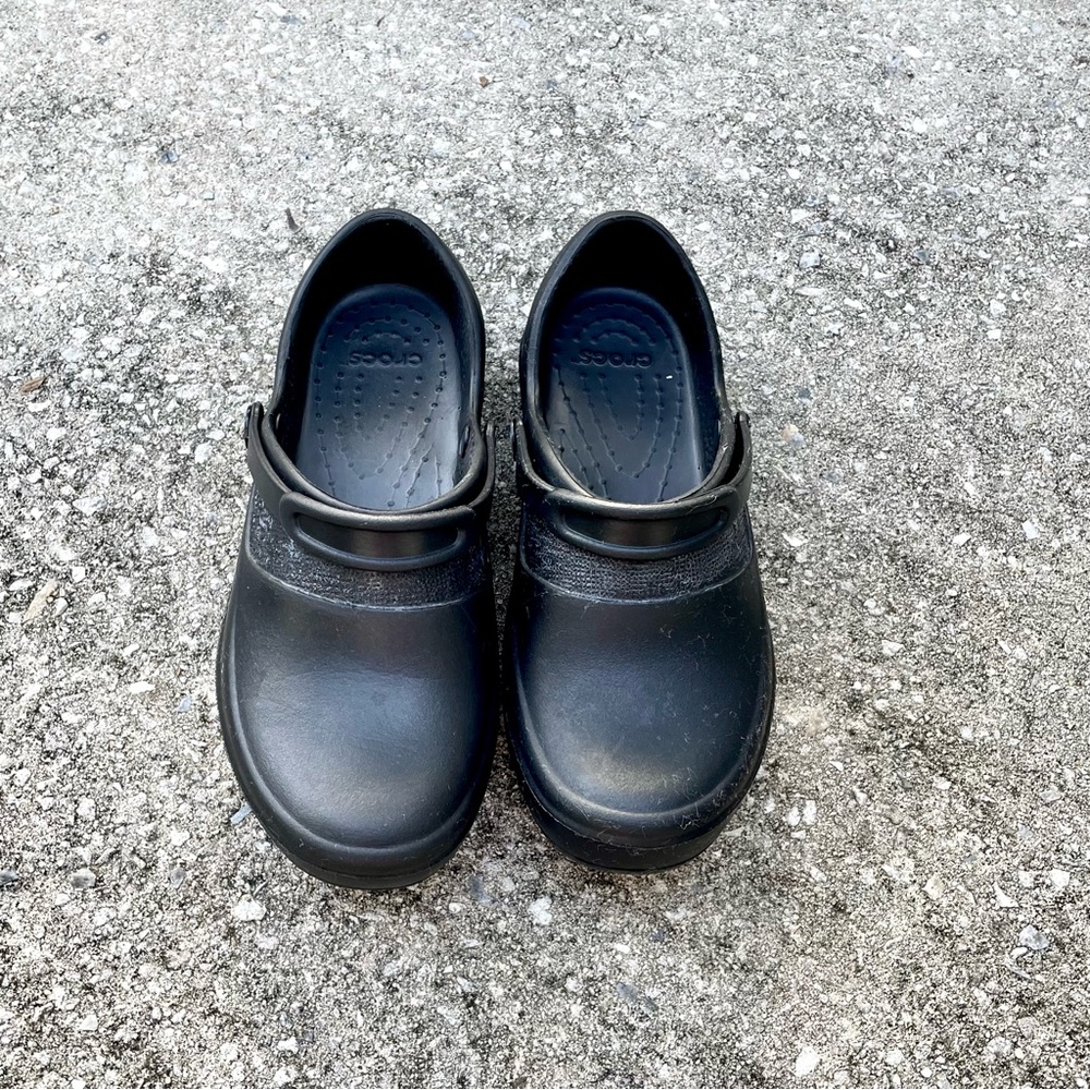 Crocs Mercy Work Clogs/Mules - Slip Resistant - Black - Womens Sz 7 - EUC
